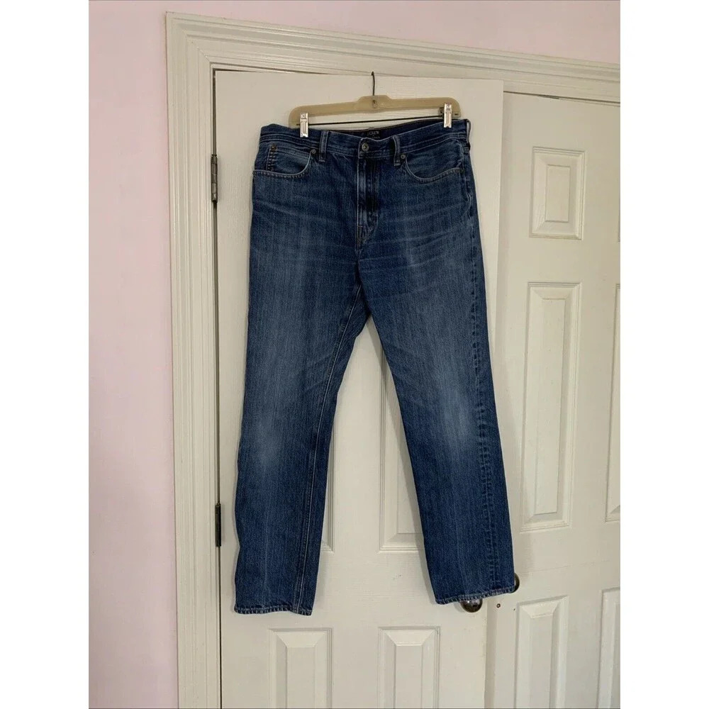 J. Crew The Sutton Jeans Mens 35x32 Blue Denim 100% Cotton Straight‎ Clas…